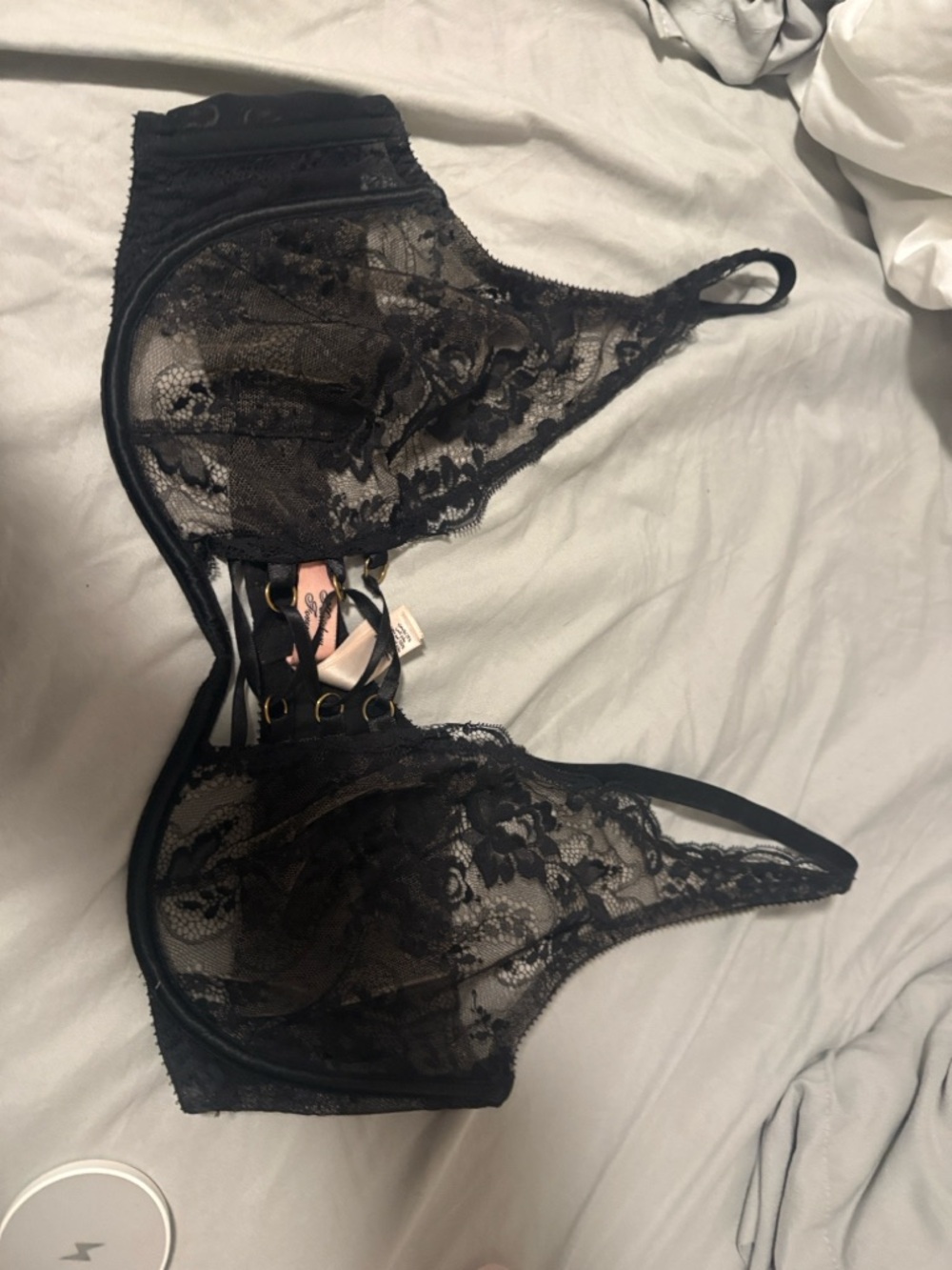 Agent Provocateur Black Lace Underwire Bra with Strappy Front - Picture 2 of 10
